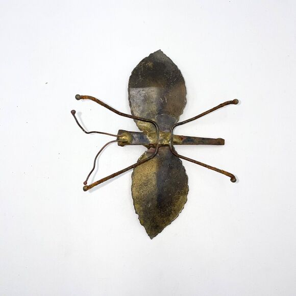 Vintage Metal Butterfly & Bug Sculptures Mid Century Brutalist Style Decor Brass - Picture 6 of 9